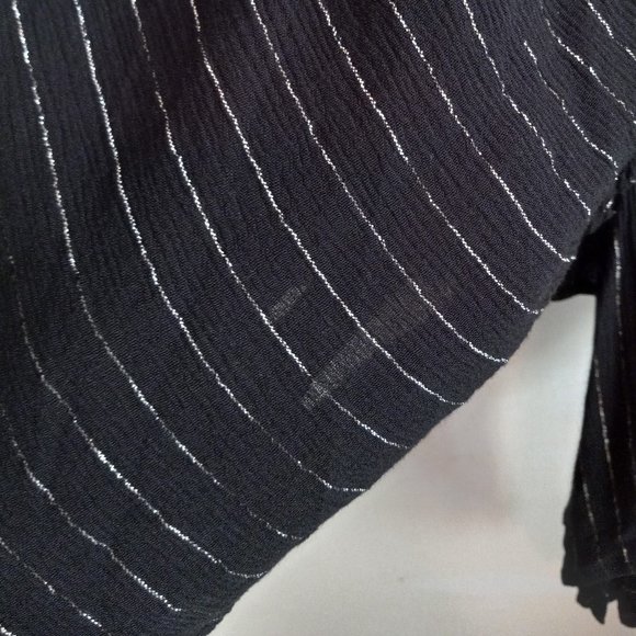 Black Metallic Striped Surplice Blouse - Picture 12 of 14